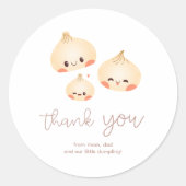 ダンプリング赤ちゃんシャワーありがとうメッセージカードシール ラウンドシール (正面)