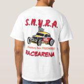 ダンベリーの公平な高速自動車道路のRacearenaの印のロゴの黄色 Tシャツ (裏面)