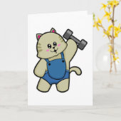 ダンベルでフィットネス中の猫 カード (黄色い花)