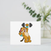 ダンベルで筋トレする犬 ポストカード (スタンド正面)