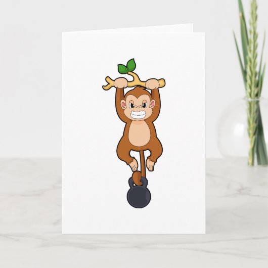 ダンベルで筋トレする猿 カード (正面)