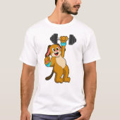 ダンベルとの強さの訓練を受けた犬 Tシャツ (正面)