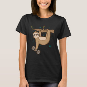 ダンベルとスロースフィットネス怠け Tシャツ