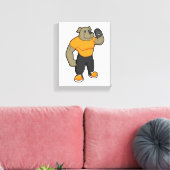 ダンベルとフィットネスの犬 キャンバスプリント (インサイチュ (リビング))