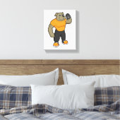 ダンベルとフィットネスの犬 キャンバスプリント (インサイチュ (寝室))