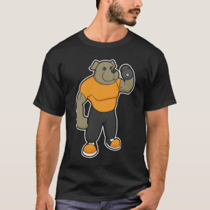 ダンベルとフィットネスの犬 Tシャツ