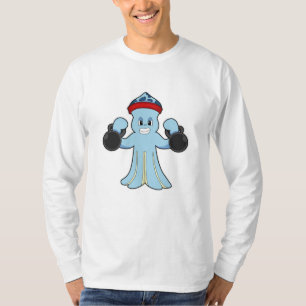 ダンベルとボディビルダーとしてのタコ Tシャツ