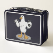 ダンベルとボディビルダーとしてのダック メタルランチボックス (裏面)