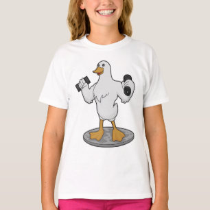 ダンベルとボディビルダーとしてのダック Tシャツ