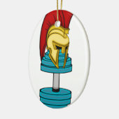 ダンベルのスパルタ式のヘルメット セラミックオーナメント (左)