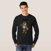 ダンベルをフィットネスにした柴犬の筋力トレーニング Tシャツ (正面フル)
