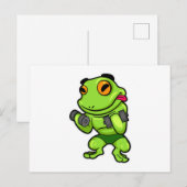 ダンベルを使った上腕二頭筋のトレーニングをするカエル ポストカード (正面/裏面)