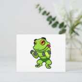 ダンベルを使った上腕二頭筋トレーニング中のフクロモモンガ ポストカード (スタンド正面)