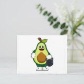 ダンベルを使った筋力トレーニングでのアボカド ポストカード (スタンド正面)