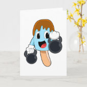 ダンベルを使った筋力トレーニングのアイスポップ カード (黄色い花)