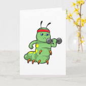 ダンベルを使った筋力トレーニングのイモムシ カード (黄色い花)