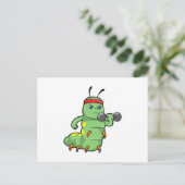 ダンベルを使った筋力トレーニングのイモムシ ポストカード (スタンド正面)