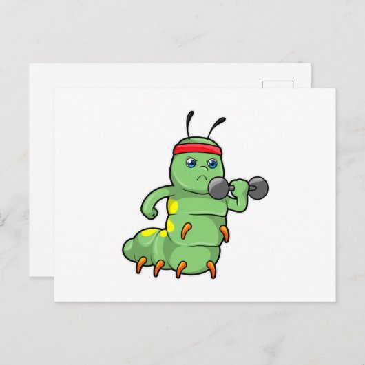 ダンベルを使った筋力トレーニングのイモムシ ポストカード (正面/裏面)