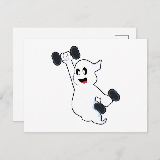 ダンベルを使った筋力トレーニングのゴースト ポストカード (正面/裏面)
