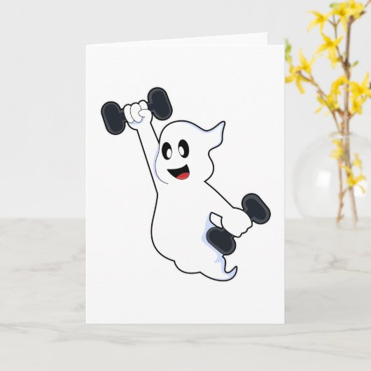 ダンベルを使った筋力トレーニングの幽霊 カード (黄色い花)