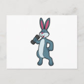 ダンベルを使った筋力トレーニングをするウサギ ポストカード (正面)