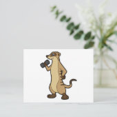 ダンベルを使った筋力トレーニングをするミーアキャット ポストカード (スタンド正面)