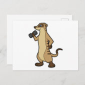 ダンベルを使った筋力トレーニングをするミーアキャット ポストカード (正面/裏面)