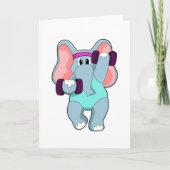 ダンベルを使った筋力トレーニングをする象 カード (正面)