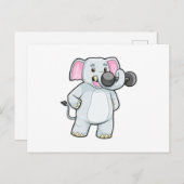 ダンベルを使った筋力トレーニングをする象 ポストカード (正面/裏面)