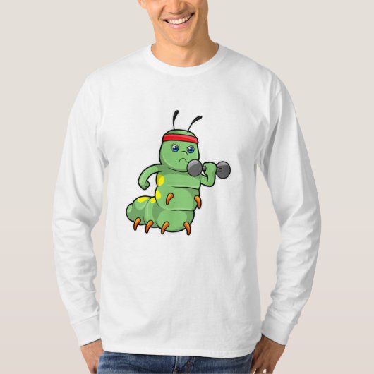 ダンベルを使った筋力トレーニング中のいもむし Tシャツ (正面)