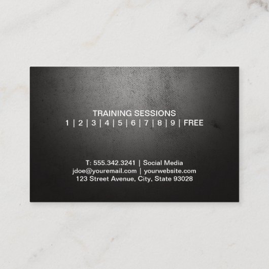 ダンベルを抱える若い女性 | フィットネスロゴ 名刺 (裏面)