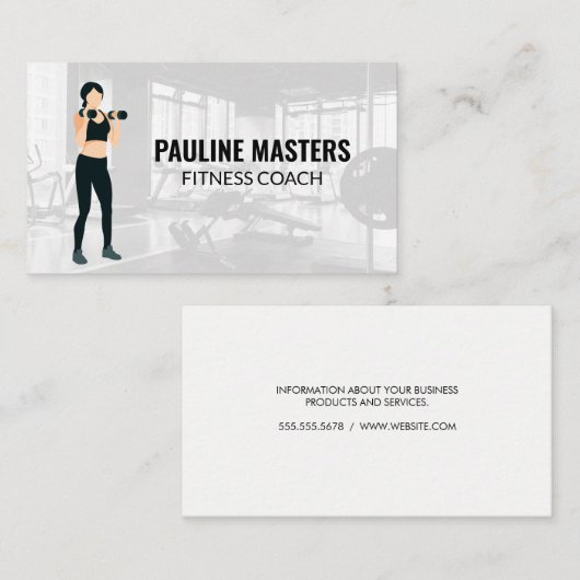 ダンベルを持ち上げる女性 |ジム 予約カード (正面/裏面)