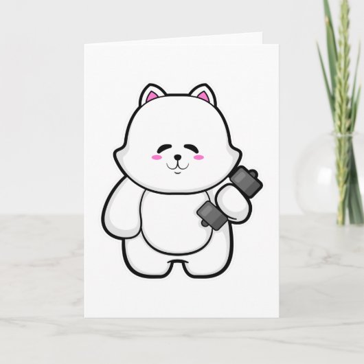 ダンベルを持ったフィットネス猫 カード (正面)