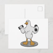 ダンベルを持ったボディビルダーとしてのダック ポストカード (正面/裏面)