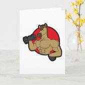 ダンベルを持ったボディビルダーの馬 カード (黄色い花)