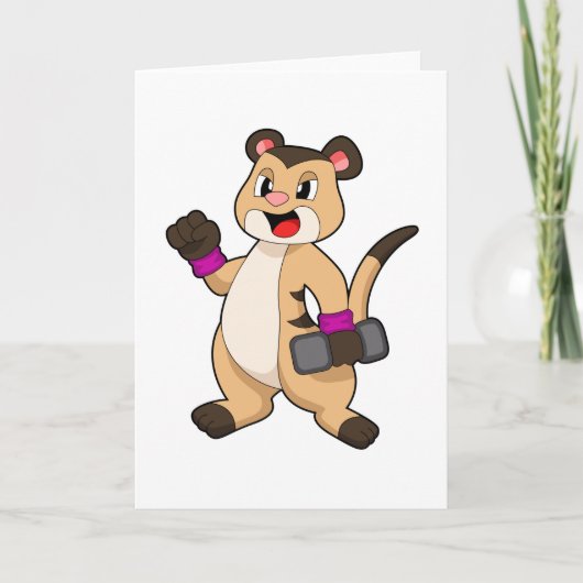 ダンベルを持ったミーアキャット カード (正面)