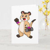 ダンベルを持ったミーアキャット カード (黄色い花)