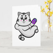 ダンベルを持つボディビルダーとしての猫 カード (黄色い花)