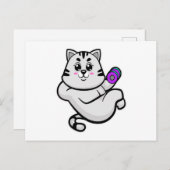 ダンベルを持つボディビルダーとしての猫 ポストカード (正面/裏面)