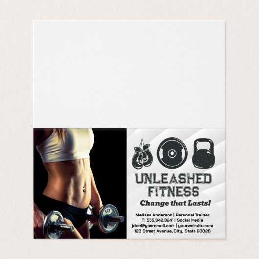 ダンベルを持つ女性 |ジムの設備アイコン 名刺 (外部フラット)