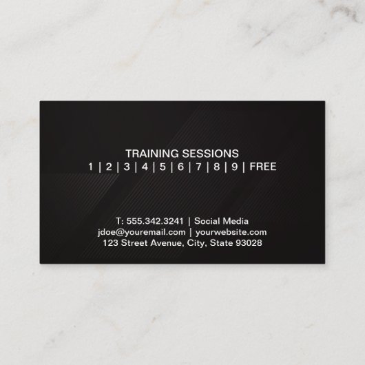 ダンベルを持つ運動選手 名刺 (裏面)