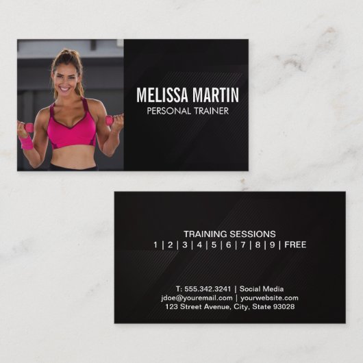 ダンベルを持つ運動選手 名刺 (正面/裏面)