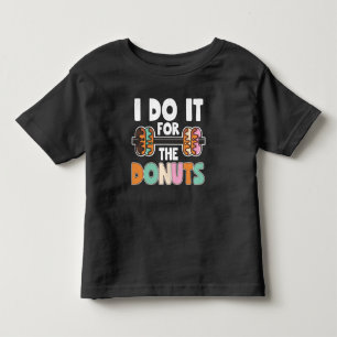 ダンベルウェイトリフティングドーナツデザートジムトレーニング トドラーTシャツ