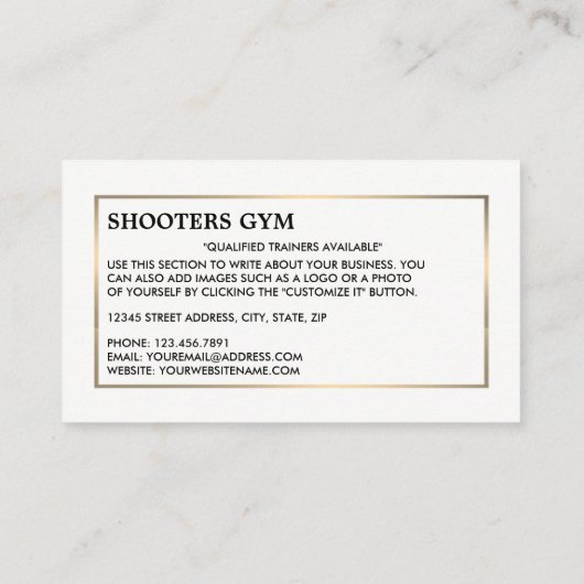 ダンベルウェイト、パーソナルトレーナー、ジムインストラクター 名刺 (裏面)