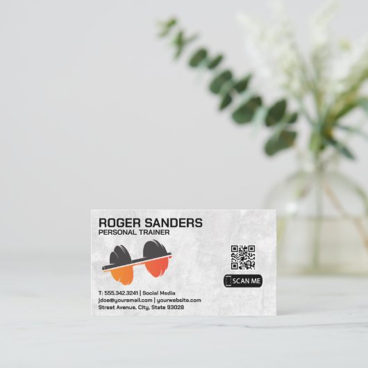 ダンベルウエイトロゴ | QR 名刺 (スタンド正面)