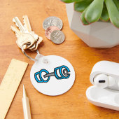 ダンベルクールフィットネスブルー&グレージムグラフィック キーホルダー