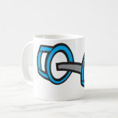 ダンベルクールフィットネスブルー&グレージムグラフィック コーヒーマグカップ (正面左)