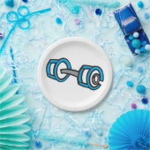 ダンベルクールフィットネスブルー&グレージムグラフィック ペーパープレート (パーティー)