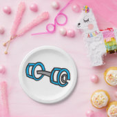 ダンベルクールフィットネスブルー&グレージムグラフィック ペーパープレート (パーティー)