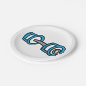 ダンベルクールフィットネスブルー&グレージムグラフィック ペーパープレート (アングル)